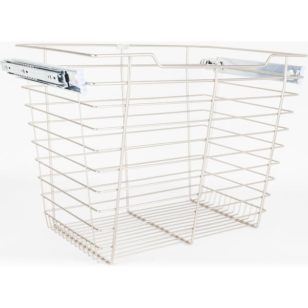 Hardware Resources Satin Nickel Closet Pullout Basket with Slides 14"Dx23"Wx17"H POB1-142317SN - main